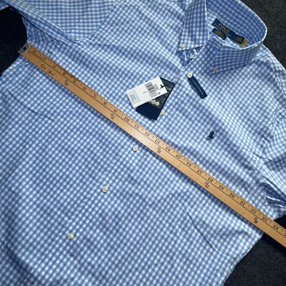Polo Ralph Lauren Button Down Men L Blue NWT Classic Fit Performance Gingham